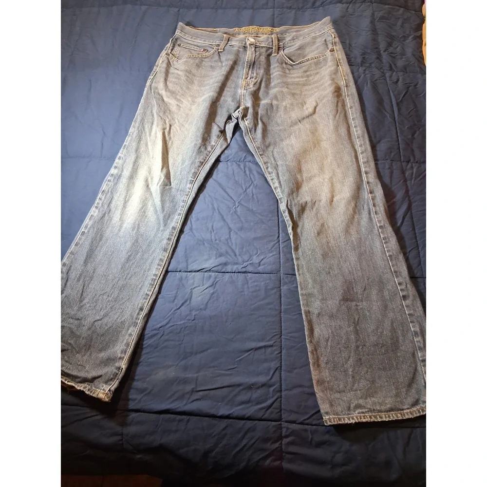 American‎ Eagle Jeans Mens 34 X 32 Blue Cotton Denim Original Boot Grunge